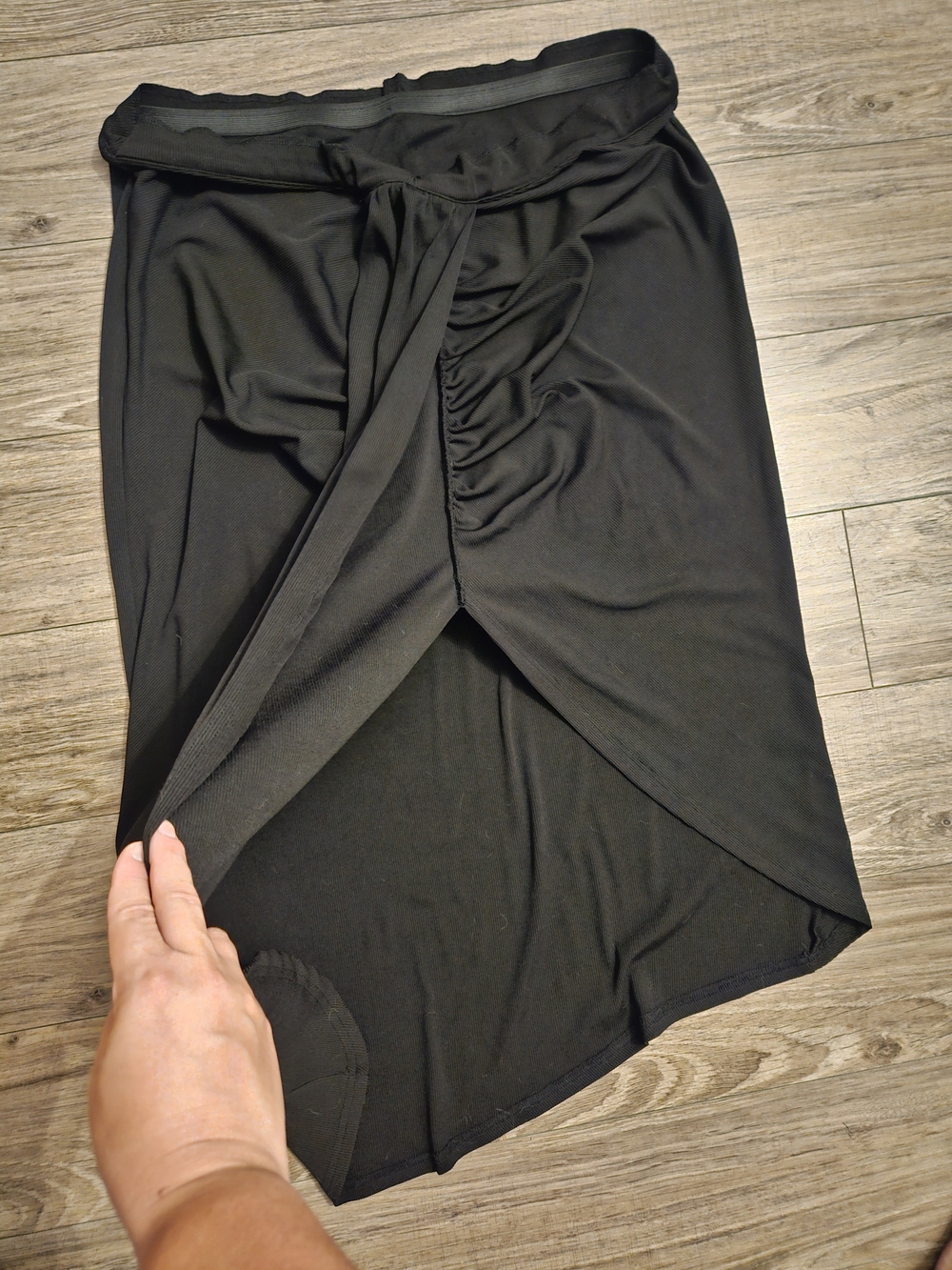 Cider Black Asymmetrical Wrap Skirt with Front Drape Size 4XL - Picture 3 of 7